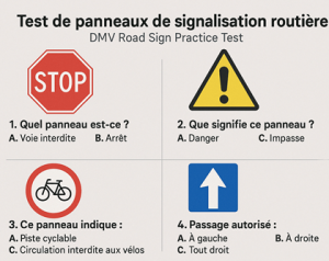 DMV Road Sign Practice Test Questions in French